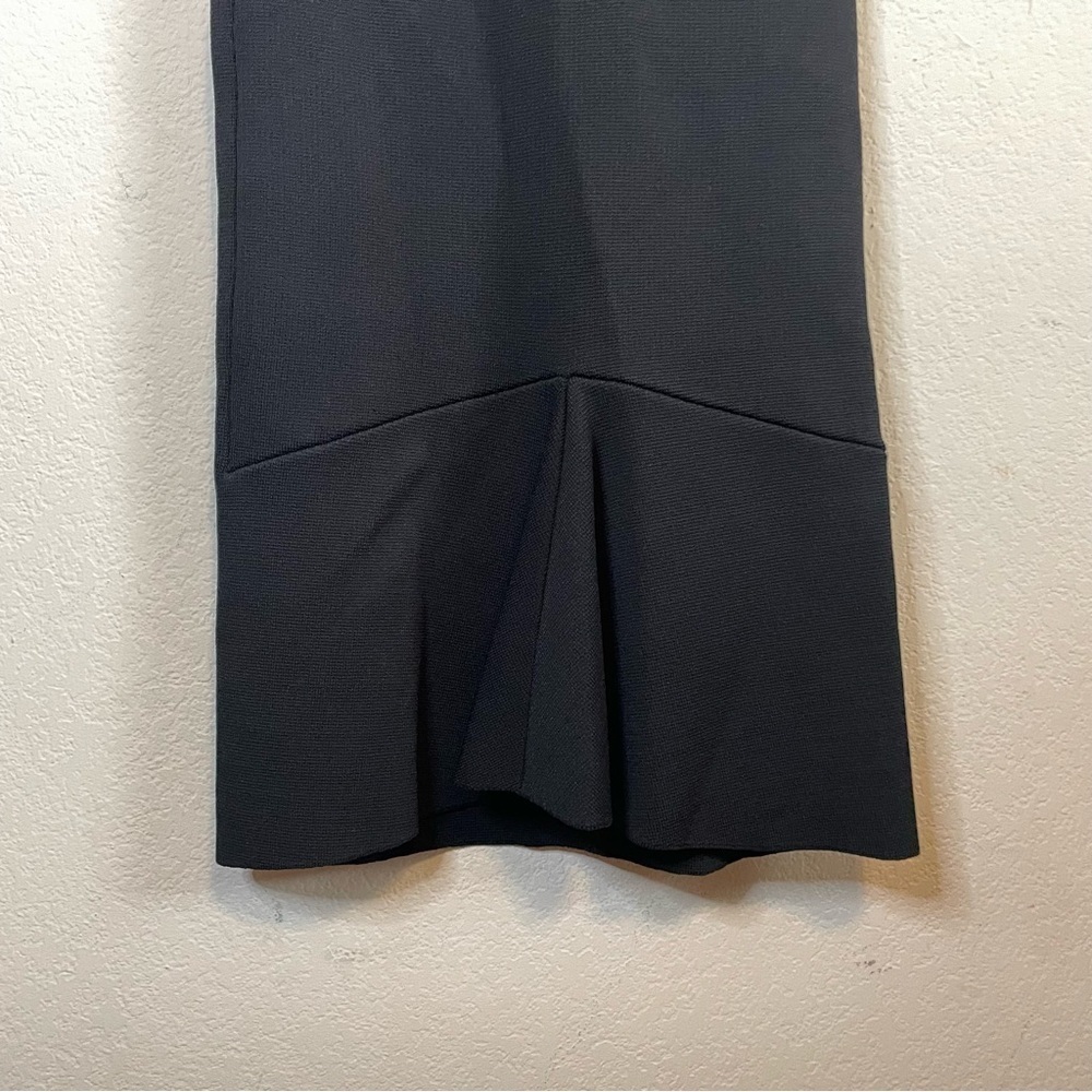 Scanlan Theodore Black Wide Neck Scuba Crepe Knit Mini Dress Kick Pleat Size SM - Picture 8 of 12